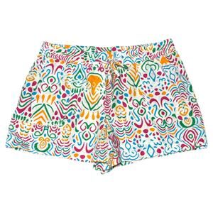 Calligraphie Linen Pull On Shorts White Pink Blue Orange Green Large